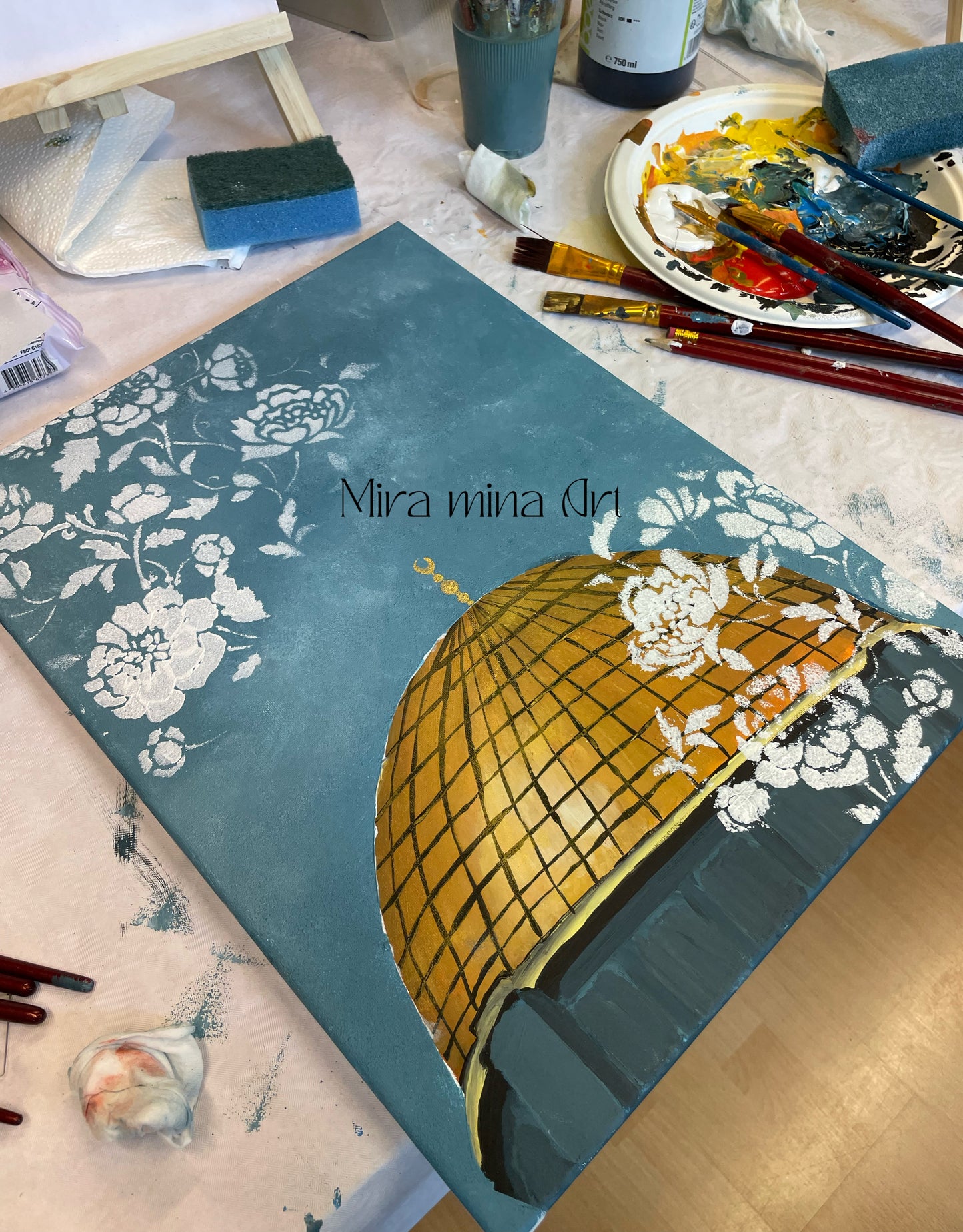 Workshop "Acrylfarbe auf Leinwand" male eine der drei heiligen Städte des Islams
