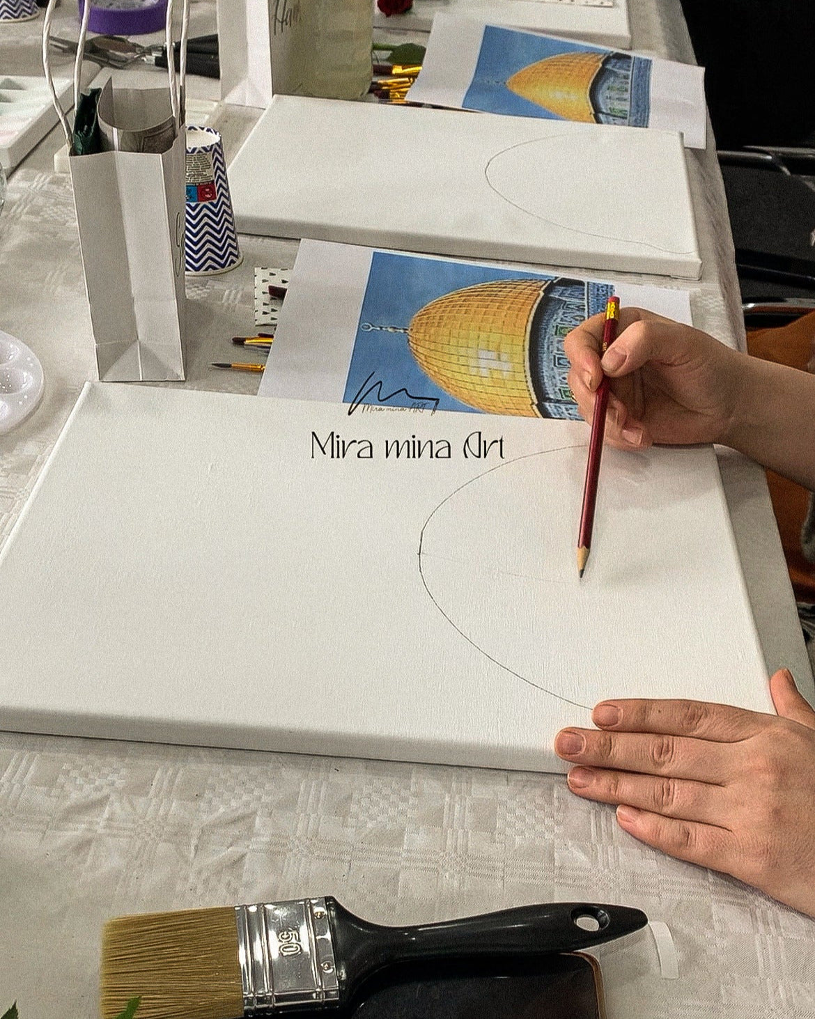Workshop "Acrylfarbe auf Leinwand" male die drei heiligen Städte des Islams