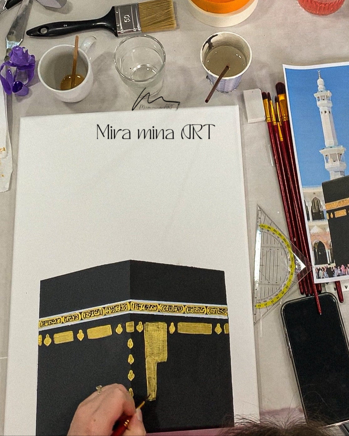Workshop "Acrylfarbe auf Leinwand" male die drei heiligen Städte des Islams