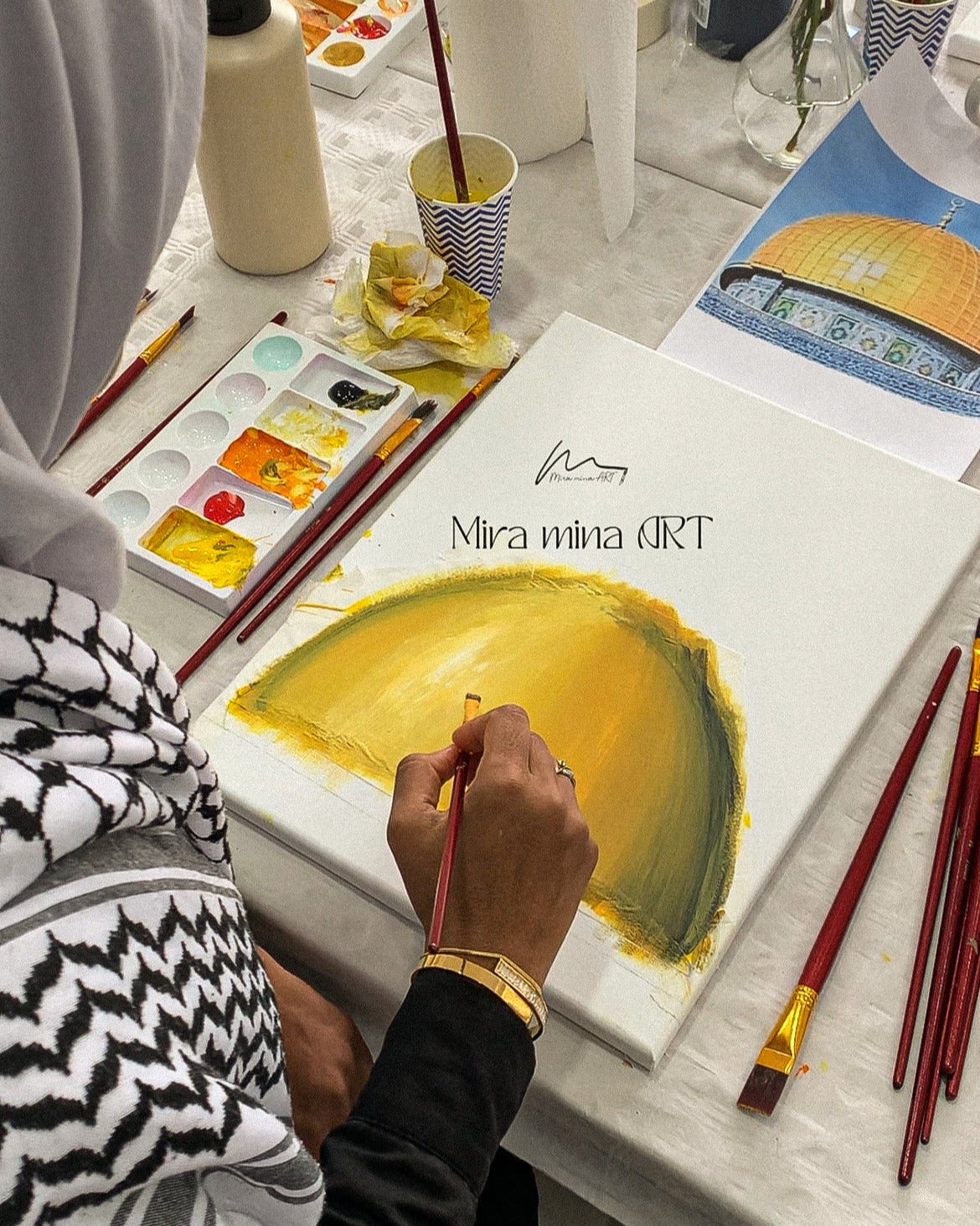 Workshop "Acrylfarbe auf Leinwand" male die drei heiligen Städte des Islams