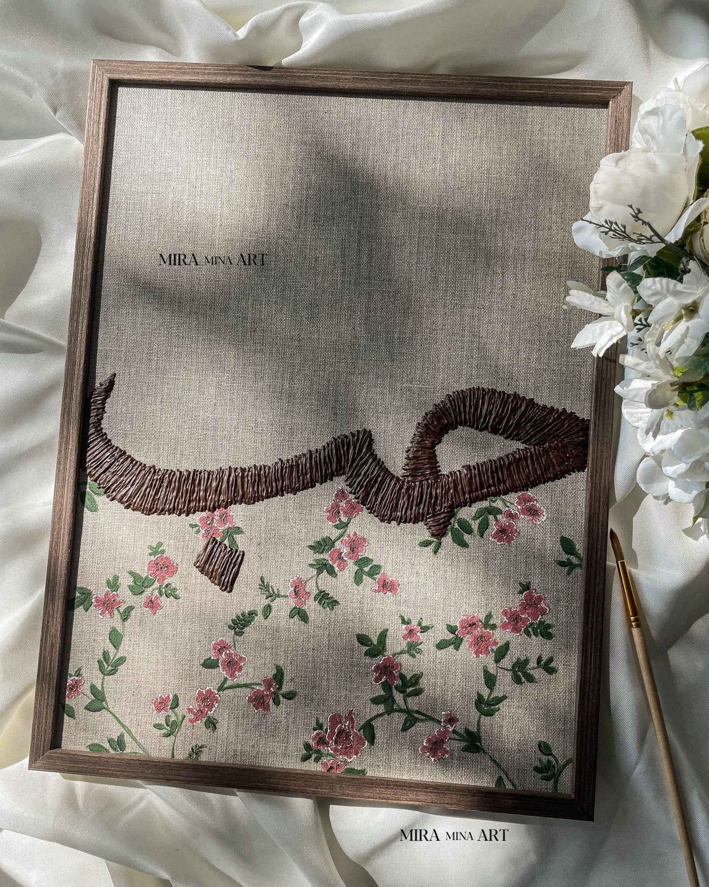 „Hub- embroidered brown““ 30x40cm